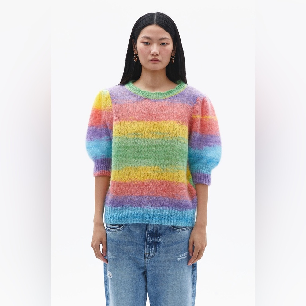 American Dreams Kenza Short Sleeve Mohair Pullover Rainbow